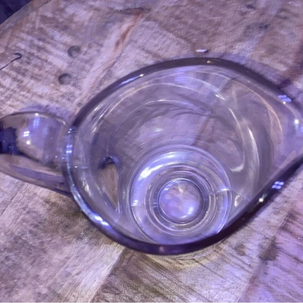 HTF WESTMORELAND GLASS PINK REAMER PITCHER BOTTOM - Etched WITH Leaves/floral
